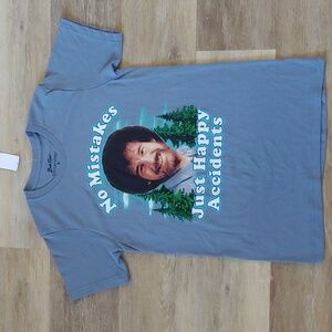 NWT Bob Ross Graphic T-Shirt Blue Size S